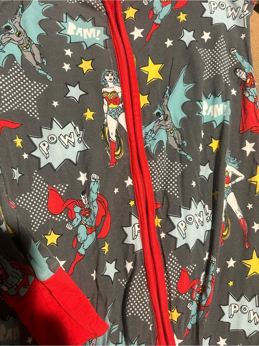 Little Sleepies Justice League Zippy- Red & Gray Stars